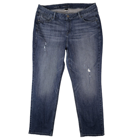 Lane Bryant Jeans Womens 20R Distressed Straight Leg High Rise Stretch Denim - Picture 1 of 11